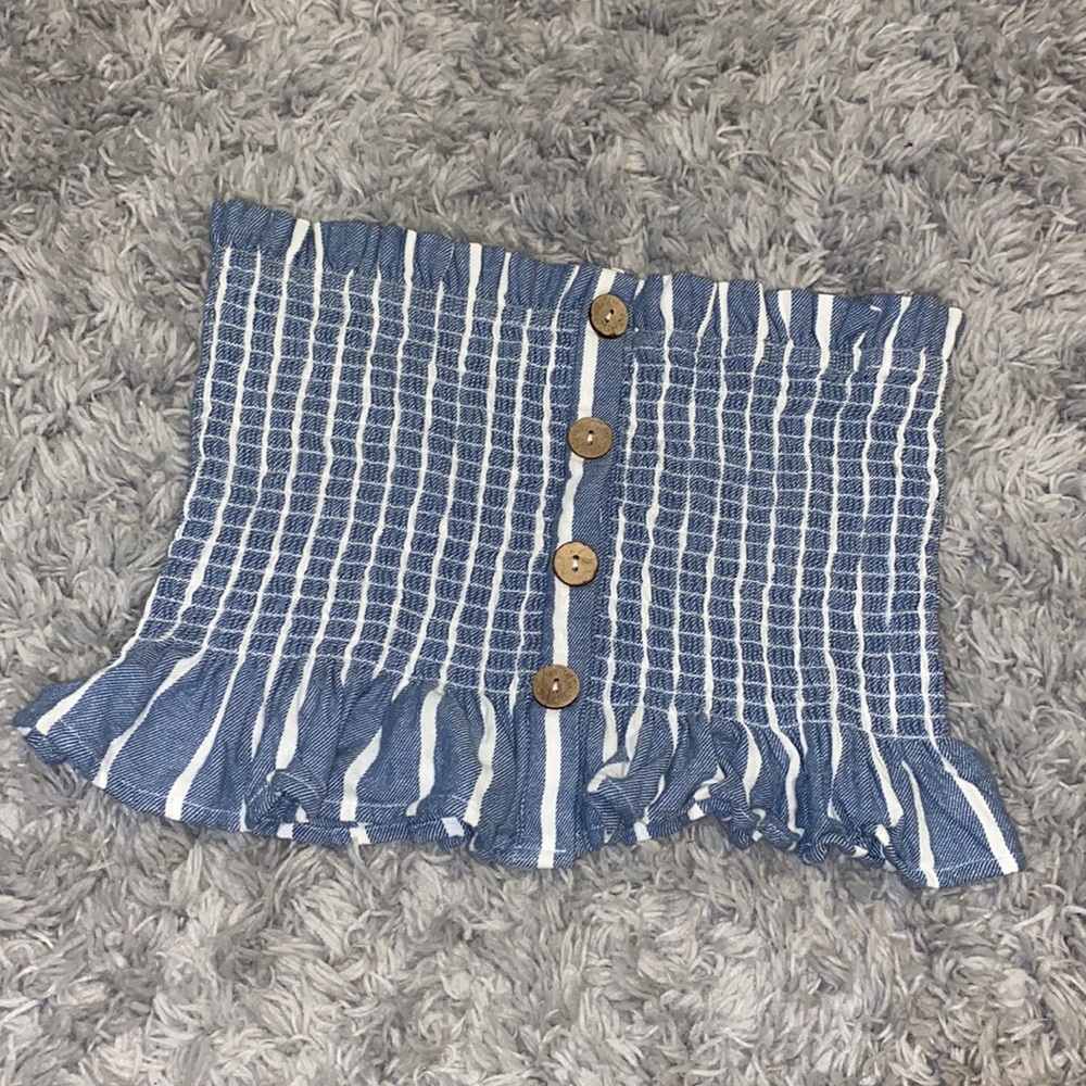 Cute stripped white and blue summer crop top